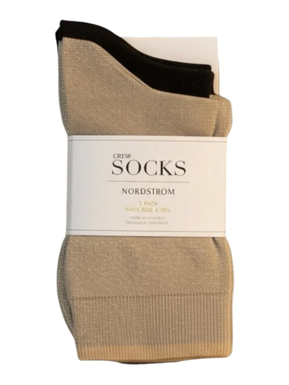 new Nordstrom ☀︎︎ 2 Pack Deluxe Lurex Crew Socks ☀︎︎ Black Gold ☀︎︎ 6 - 10.5